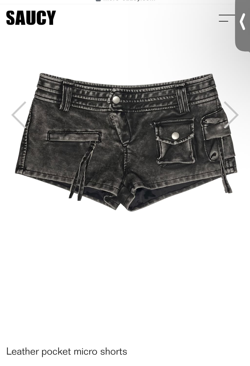 쏘시 saucy Leather pocket shorts 레더 로우라이즈 상품이미지2