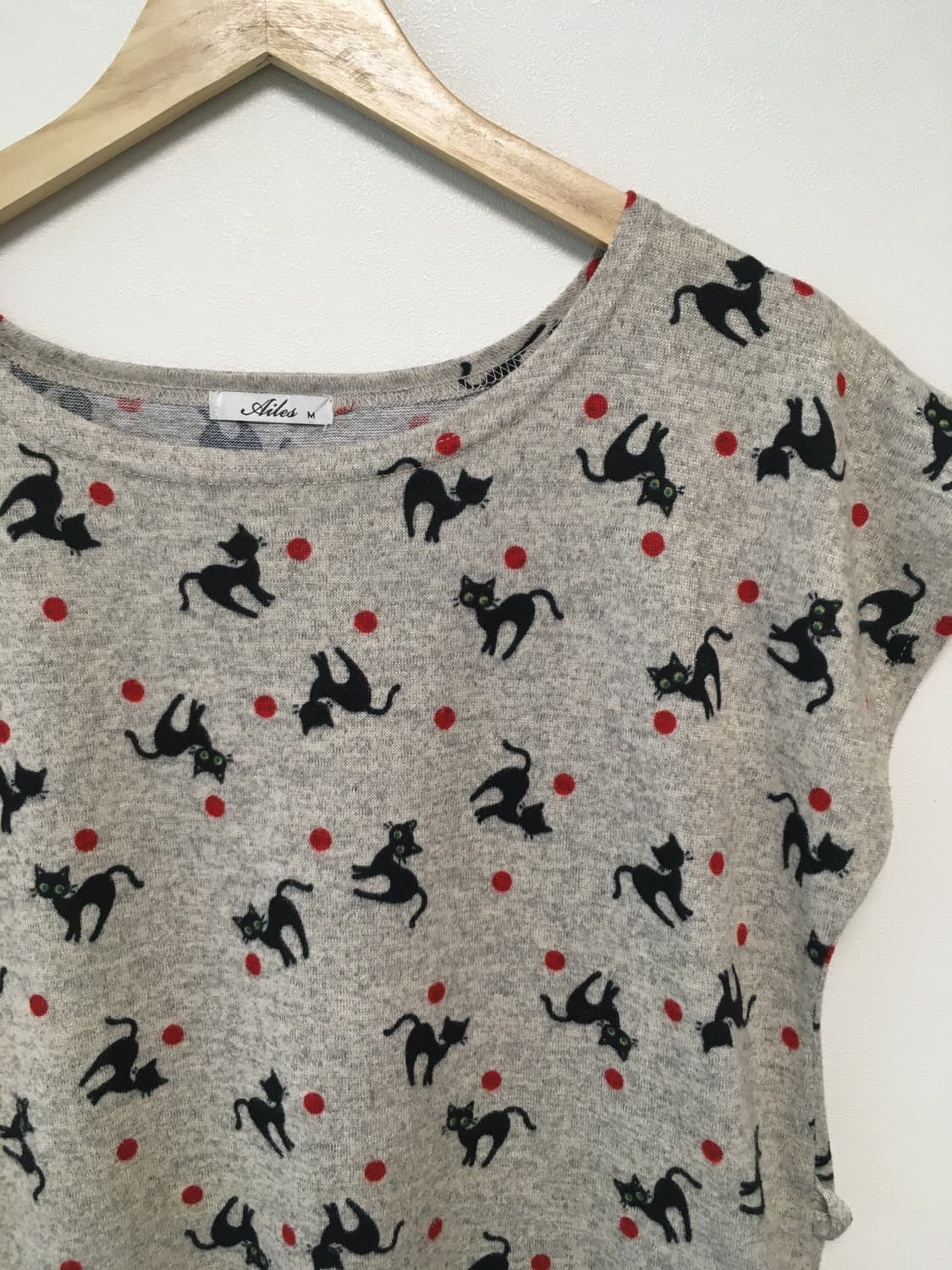 vintage cat pattern top heather grey 상품이미지8