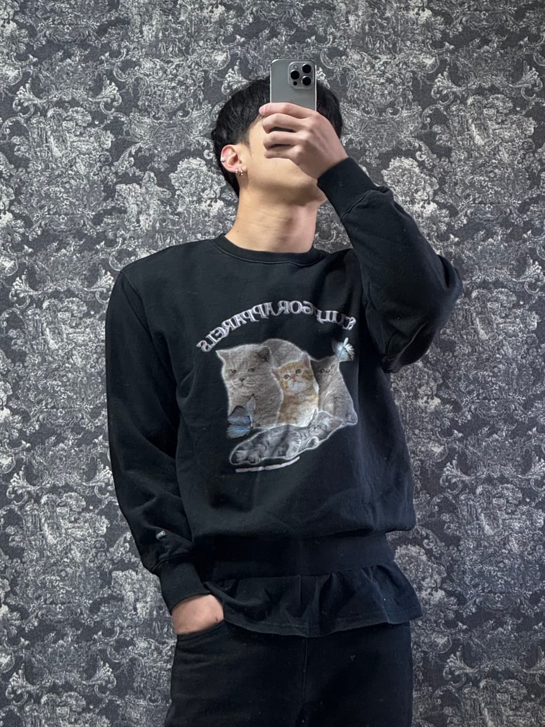 sculptor 스컬프터 고양이 프린팅 맨투맨 상품이미지1