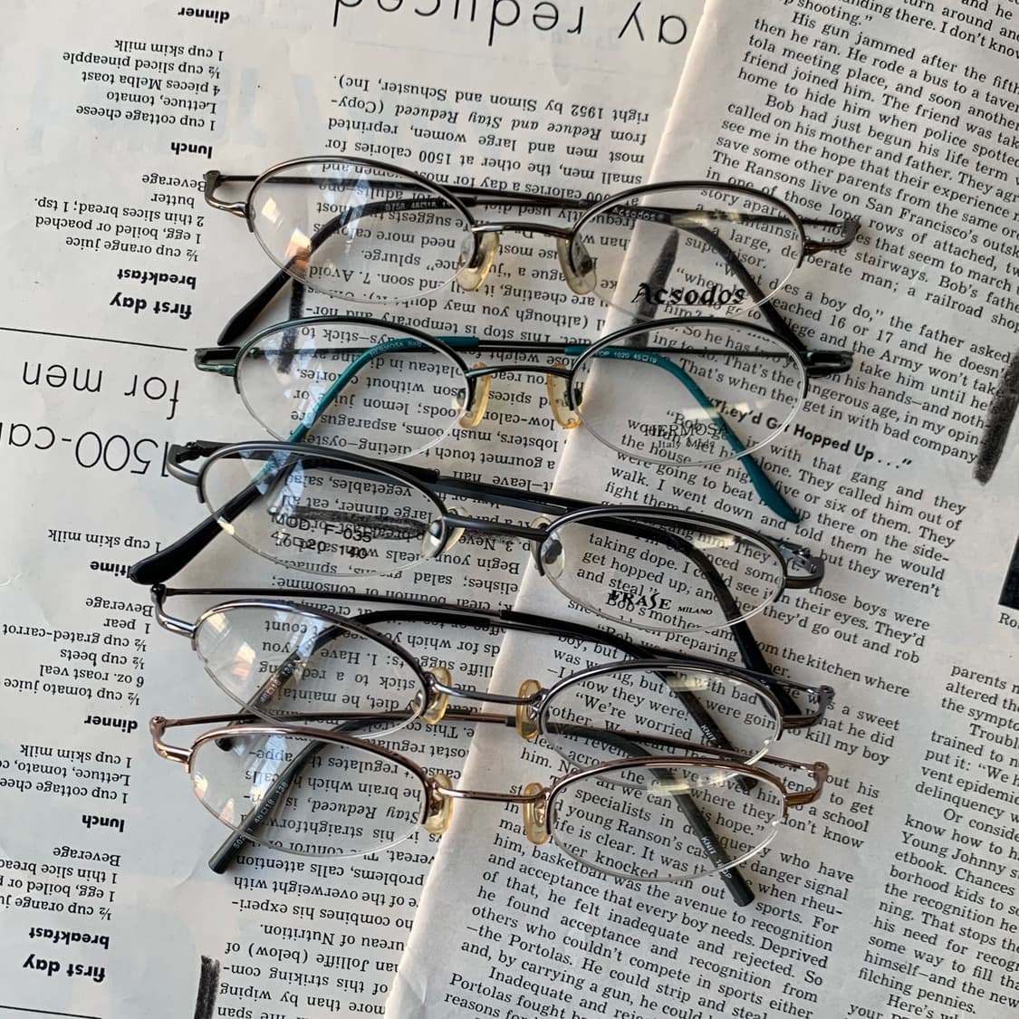 데드스탁 라운드 반무테 안경테 상품이미지1