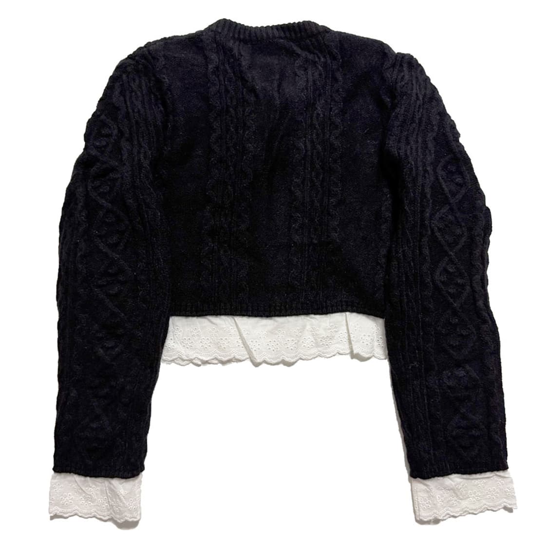 새상품 여자 꽈배기 레이스 니트 가디건 (블랙) 상품이미지2