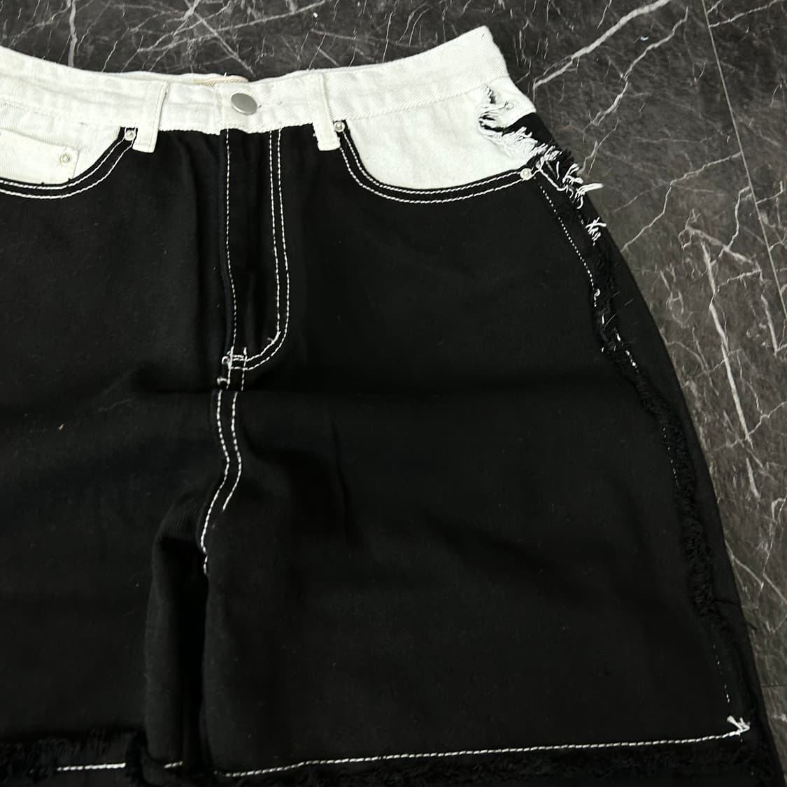 DD Blue 데미지 투톤 와이드 데님 팬츠 상품이미지8