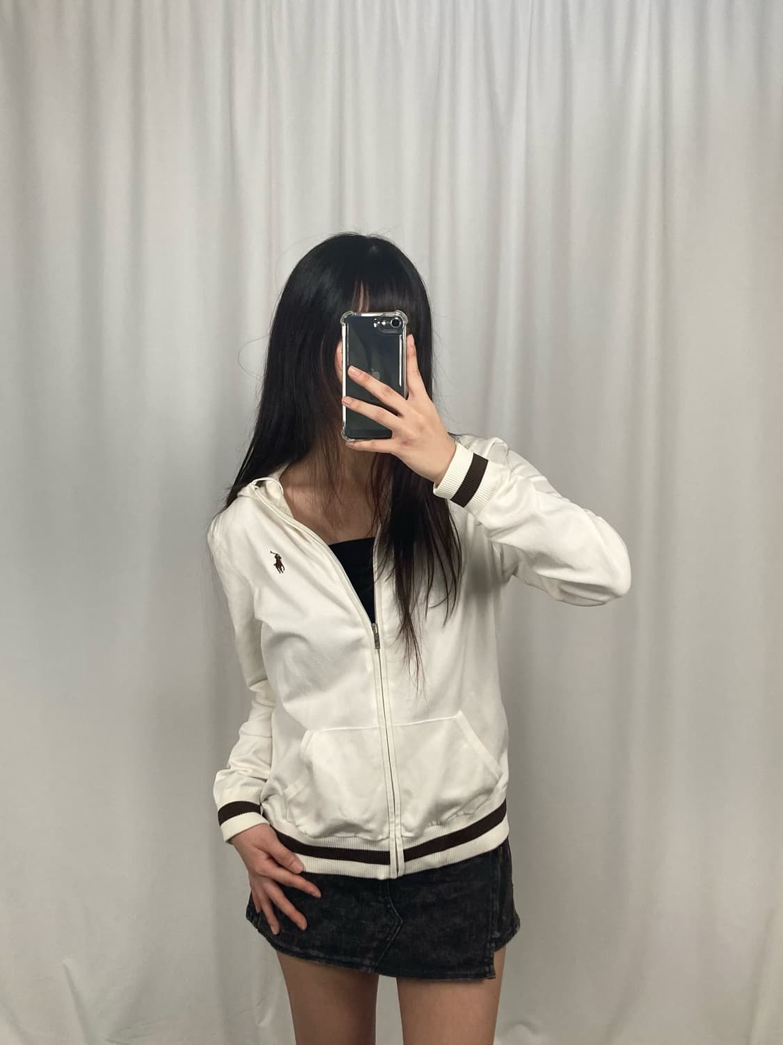 폴로 아이보리 후드집업 상품이미지1