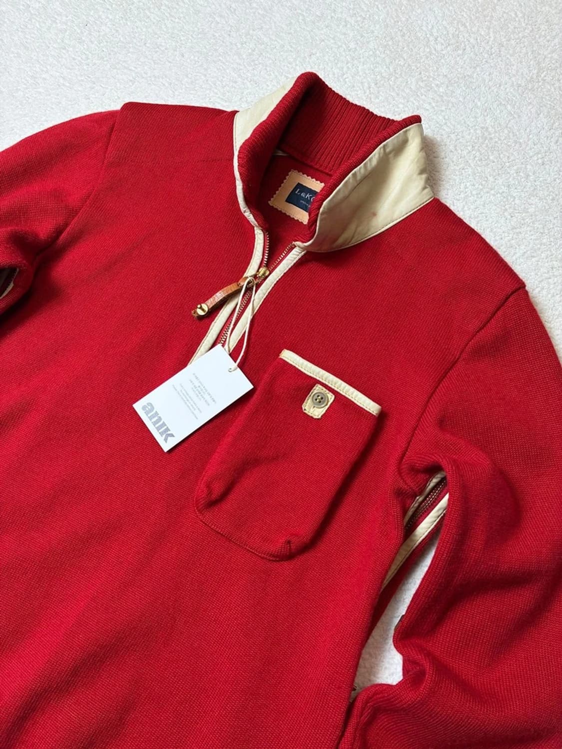 르콘도 90's 소가죽 배색 하프 집 울 스웨터 PN6450    상품이미지2