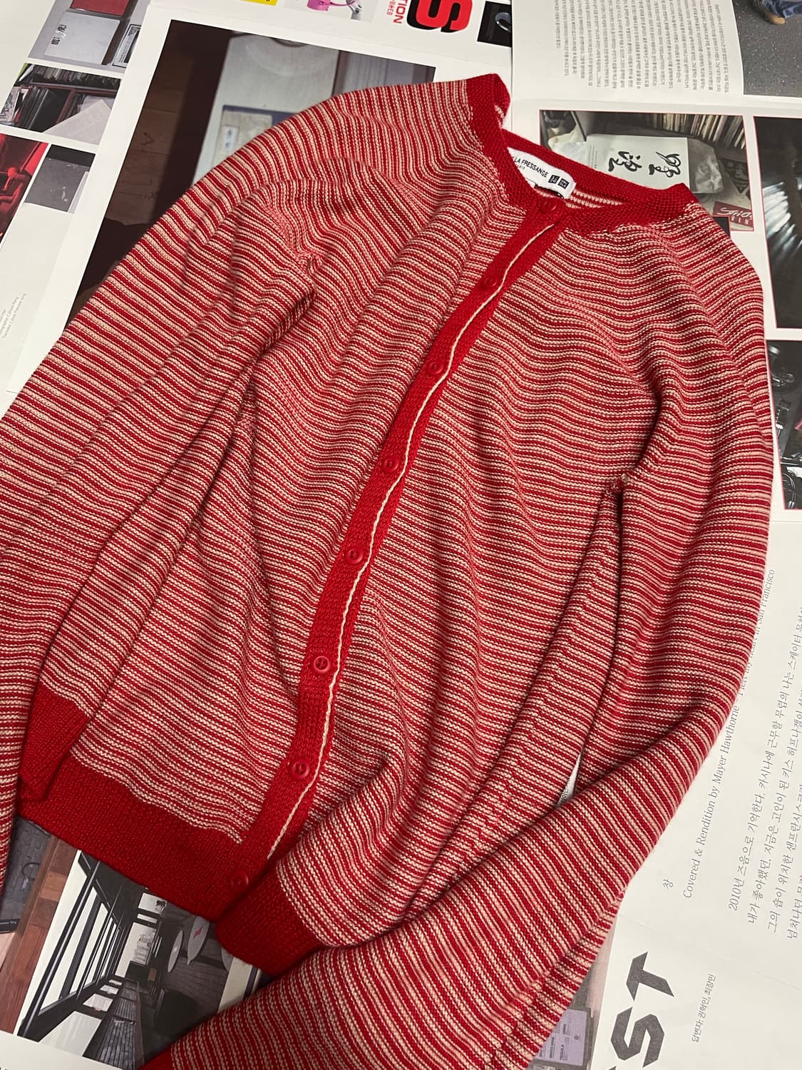 유니클로X이네스 3d 니트스트라이프 가디건 상품이미지3