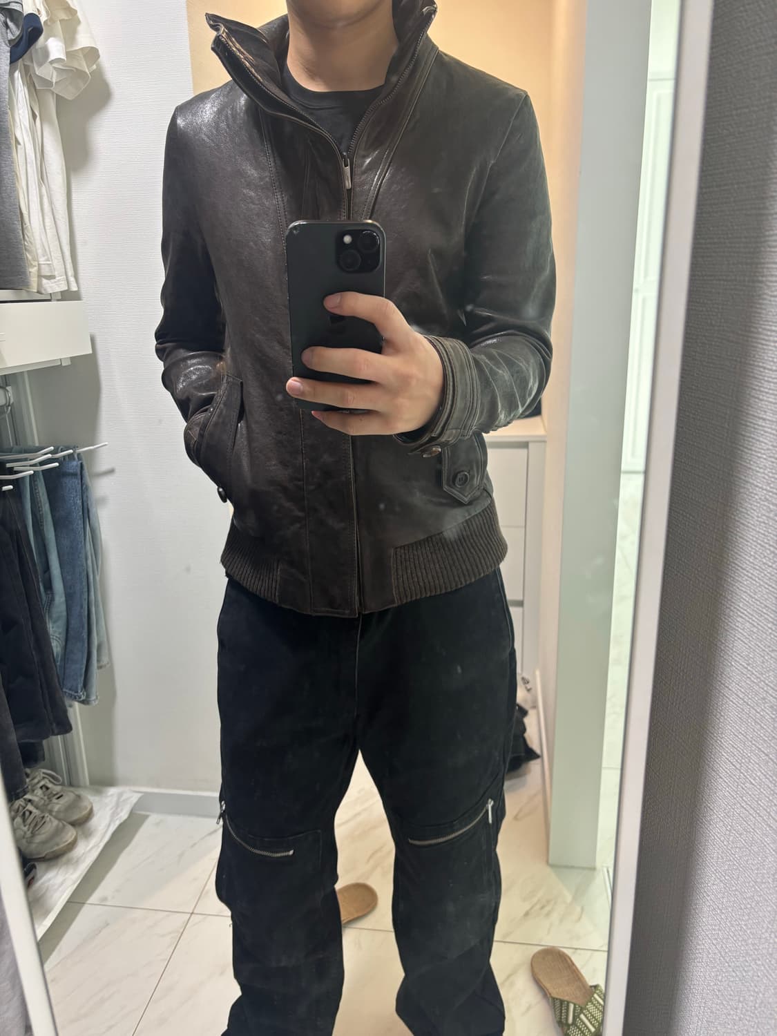 wooyoungmi 우영미 하이넥 고트스킹 레더자켓 상품이미지10