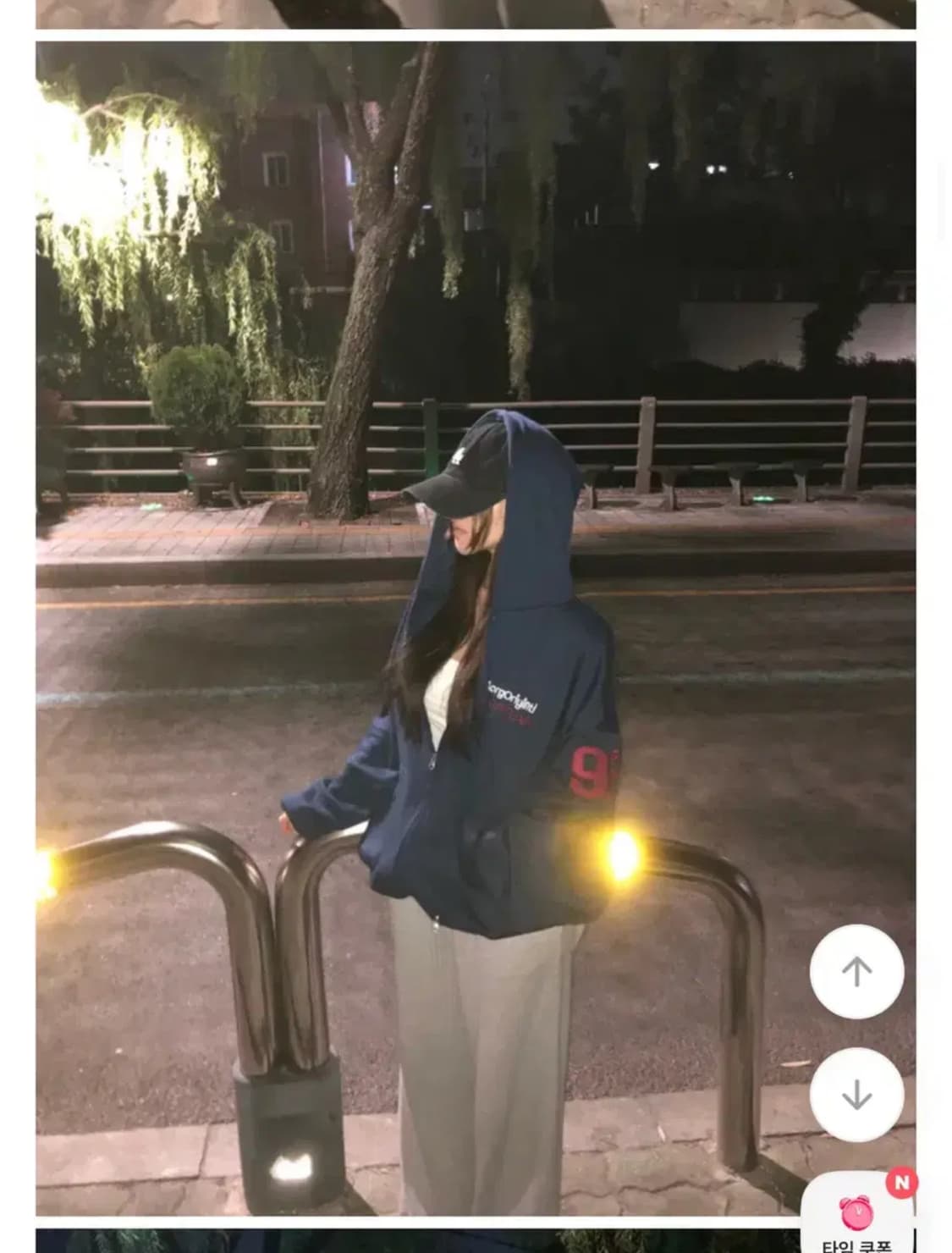 에이블리 브리온 레터링 후드집업 네이비, 브라운 상품이미지1