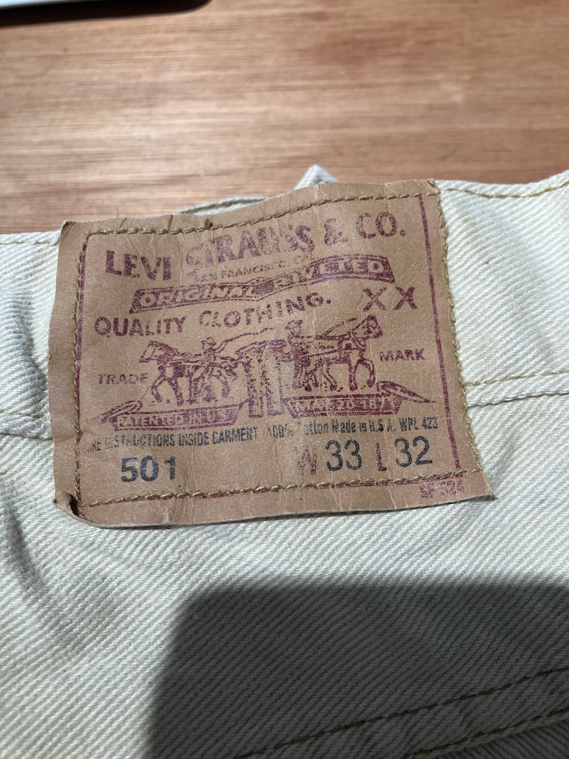 Levi’s 501 베이지 코튼 팬츠 33 상품이미지4