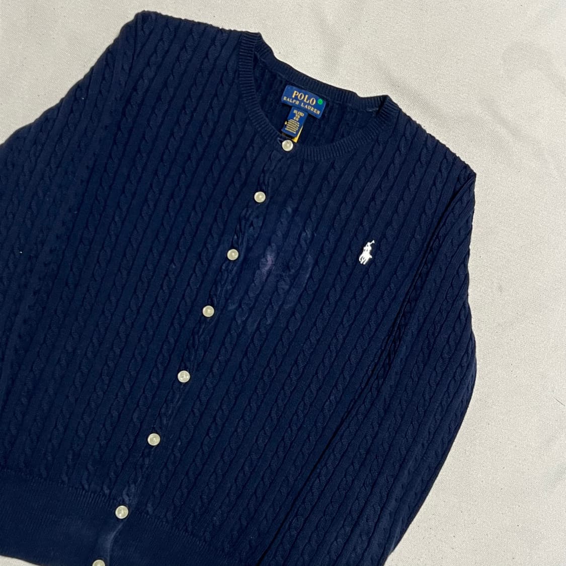 XL 폴로랄프로렌 화이트 포니 네이비 케이블 가디건 상품이미지6