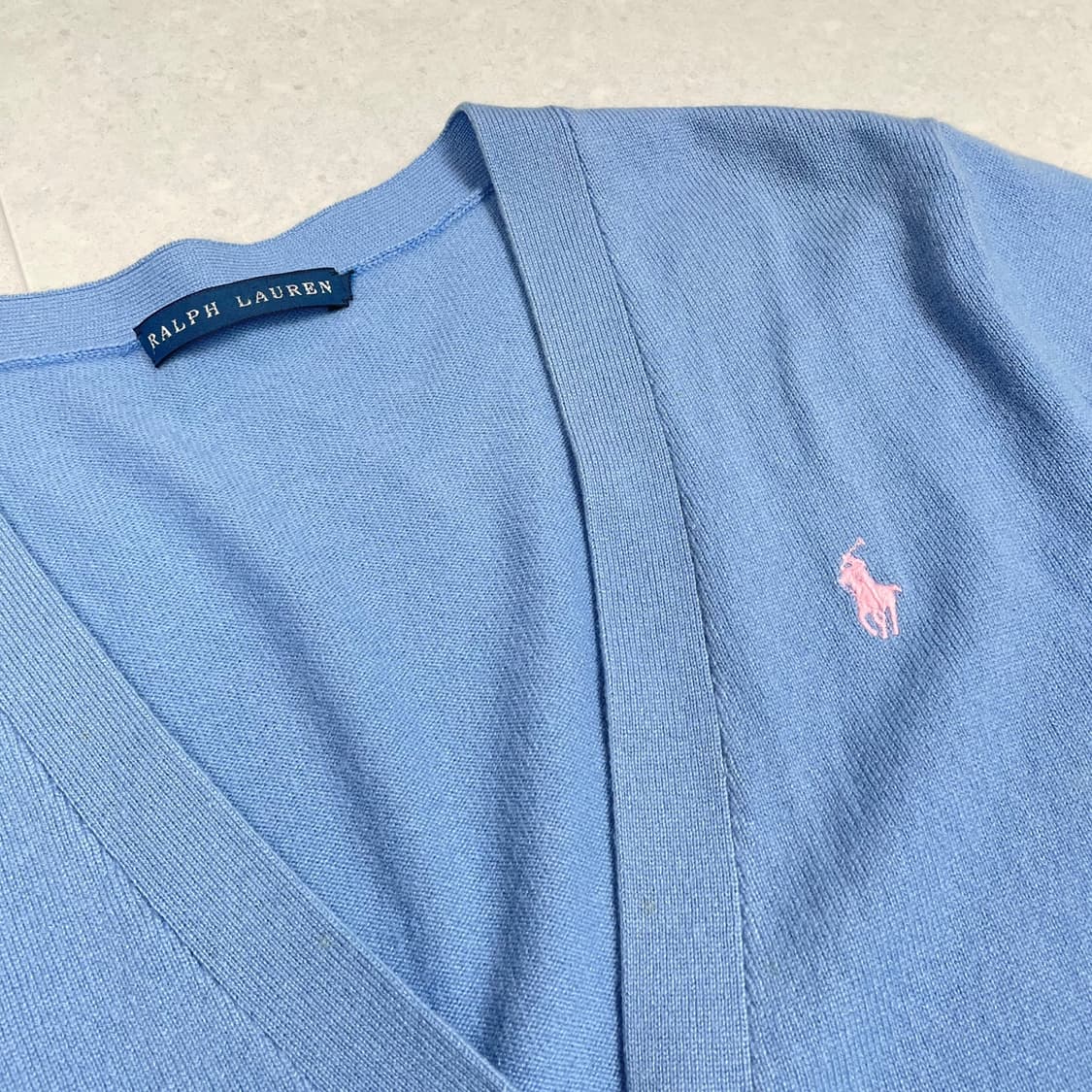 랄프로렌 스카이블루 캐시미어100 브이넥 가디건 상품이미지2