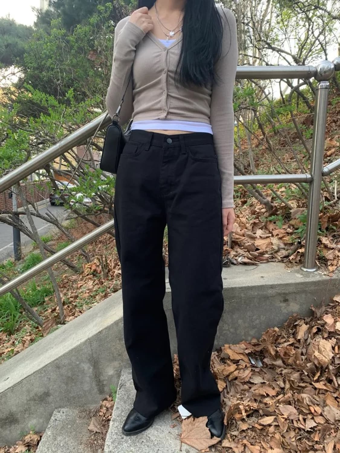 타임라인서울 코튼 롱 와이드 팬츠 블랙 면바지 에이블리 상품이미지1