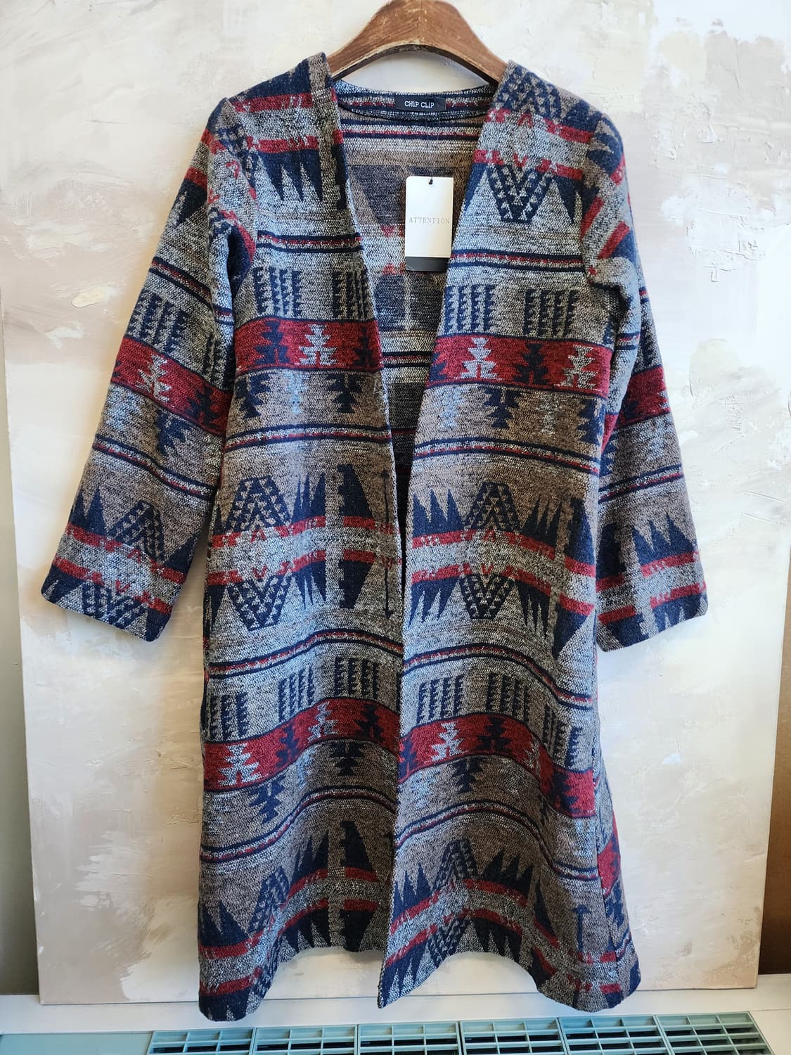 새상품 패턴 롱 오픈 가디건 상품이미지1