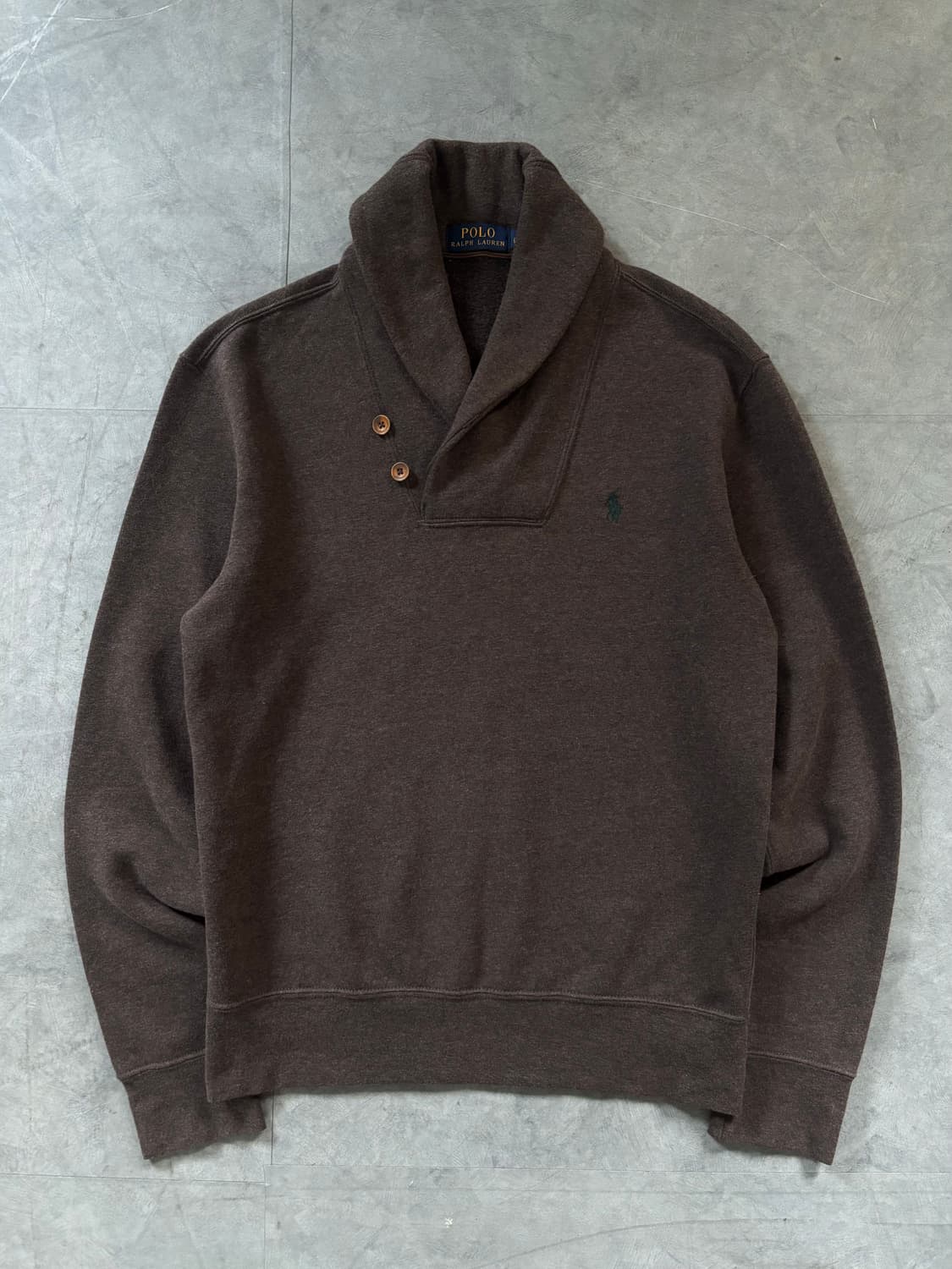 Polo 폴로 랄프로렌 브라운 컬러 엘보우 패치 숄카라 스웻  상품이미지4