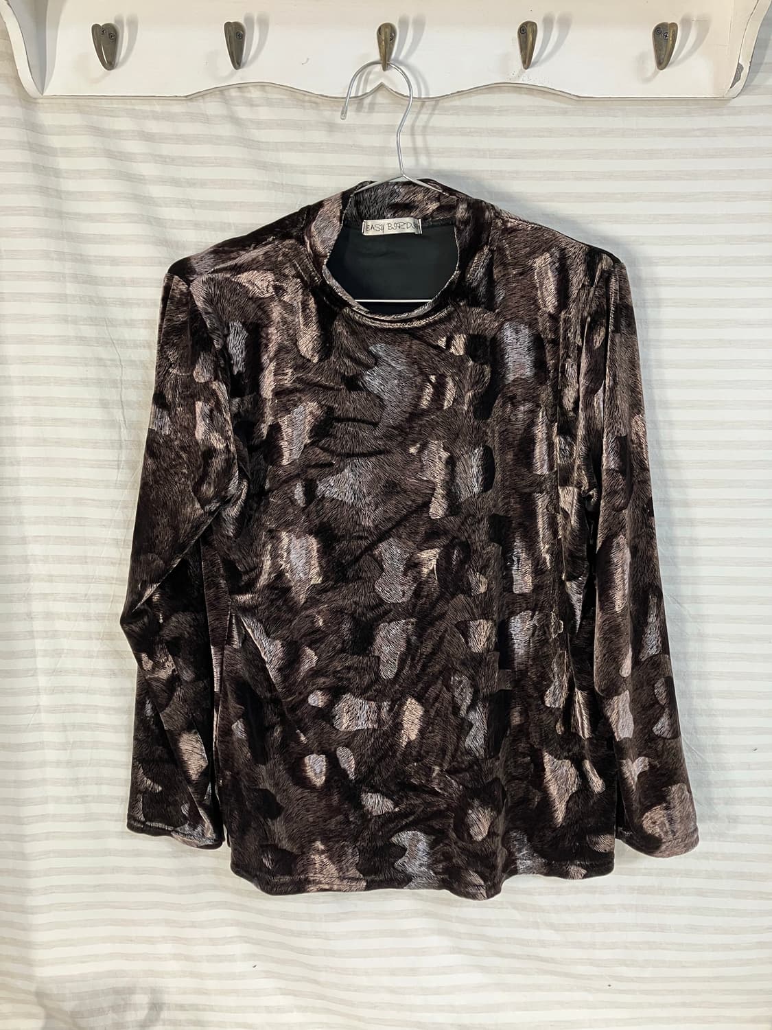 빈티지 브라운 벨벳 폴라 긴팔 1014 y2k 스트릿 갸루 펑키 일본빈티 상품이미지1