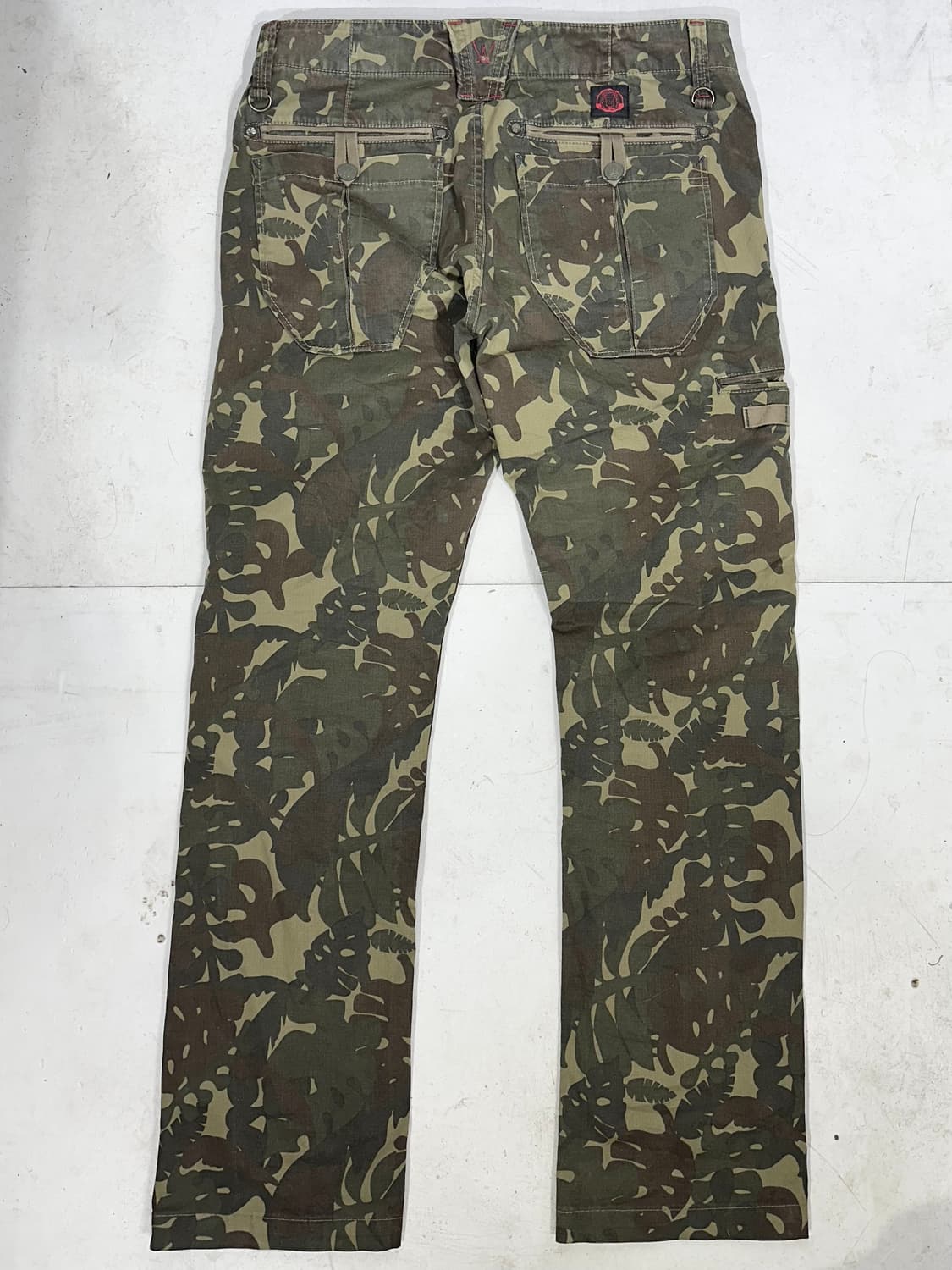 일본 빈티지 베이지 와이드 밀리터리 카모 카고 팬츠 L 상품이미지5