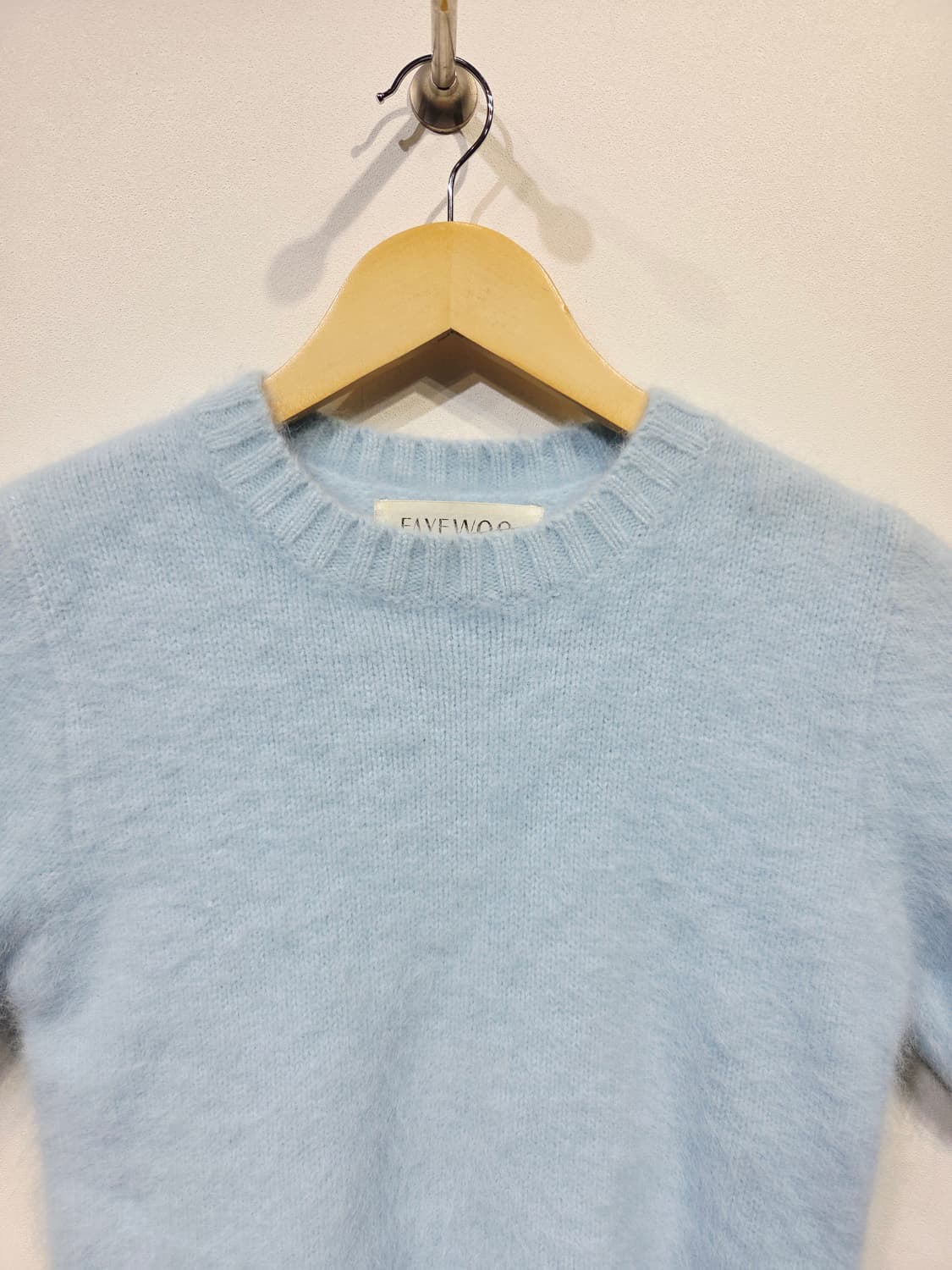FAYEWOO 페이우 100% 앙고라 반팔 니트 스카이블루 상품이미지3