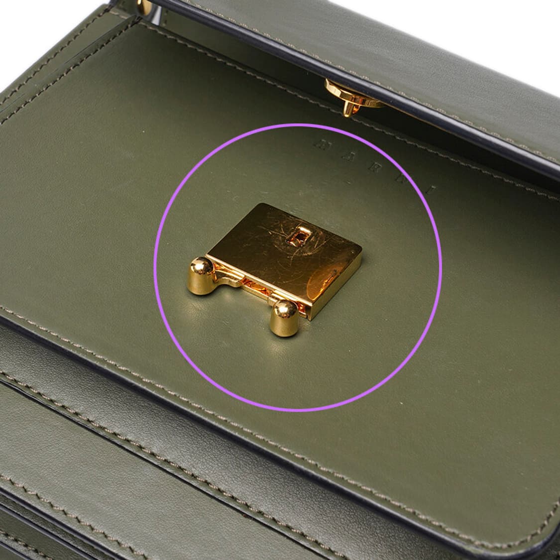 (중고) 마르니 카키 카프스킨 트렁크 미듐 숄더백 상품이미지8