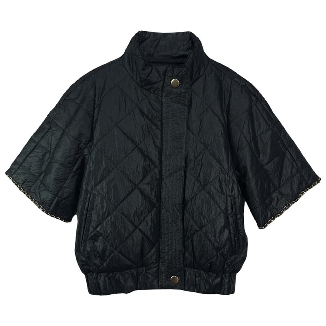 [세인트존] 하프 슬리브 반팔 퀄팅 퀼팅 자켓 블랙 P01523 상품이미지2