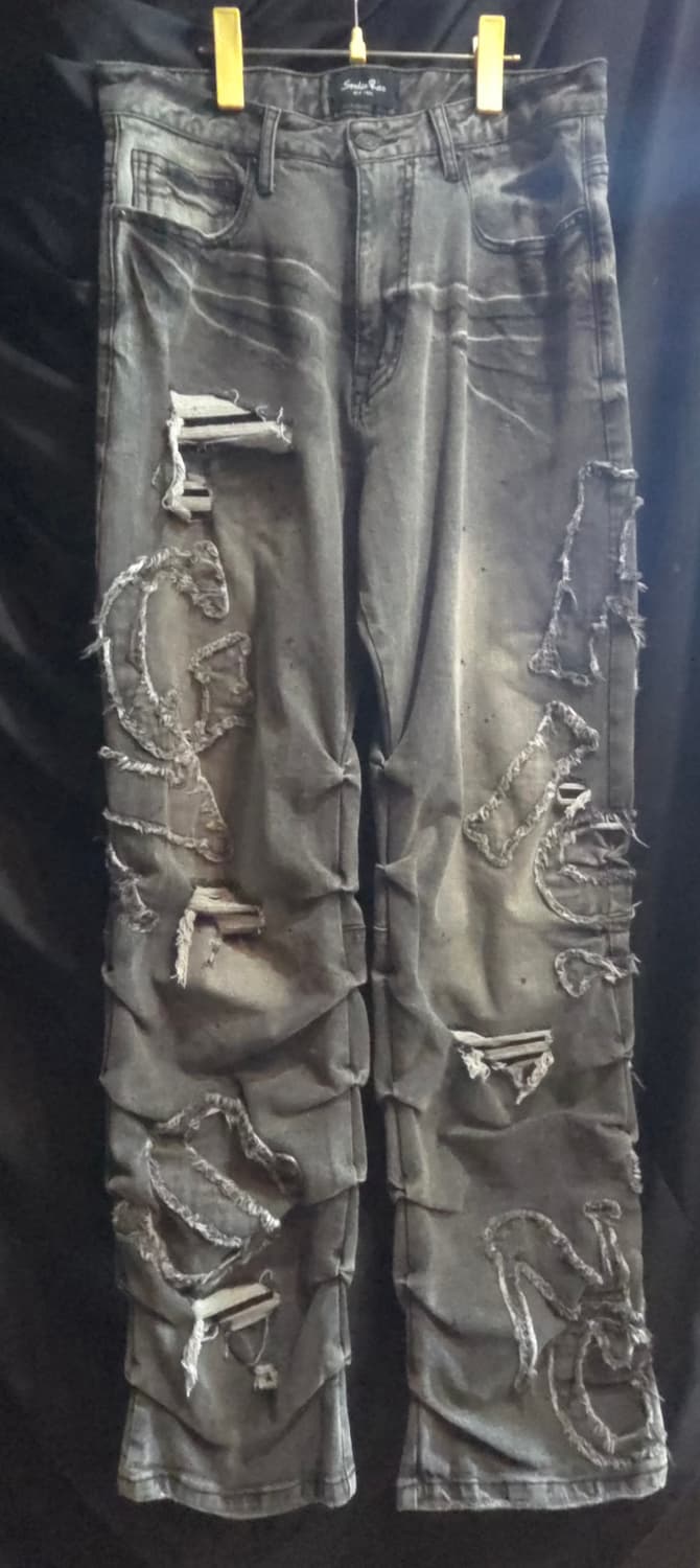 스모크라이즈 디테일 데미지 워싱 데님 상품이미지1