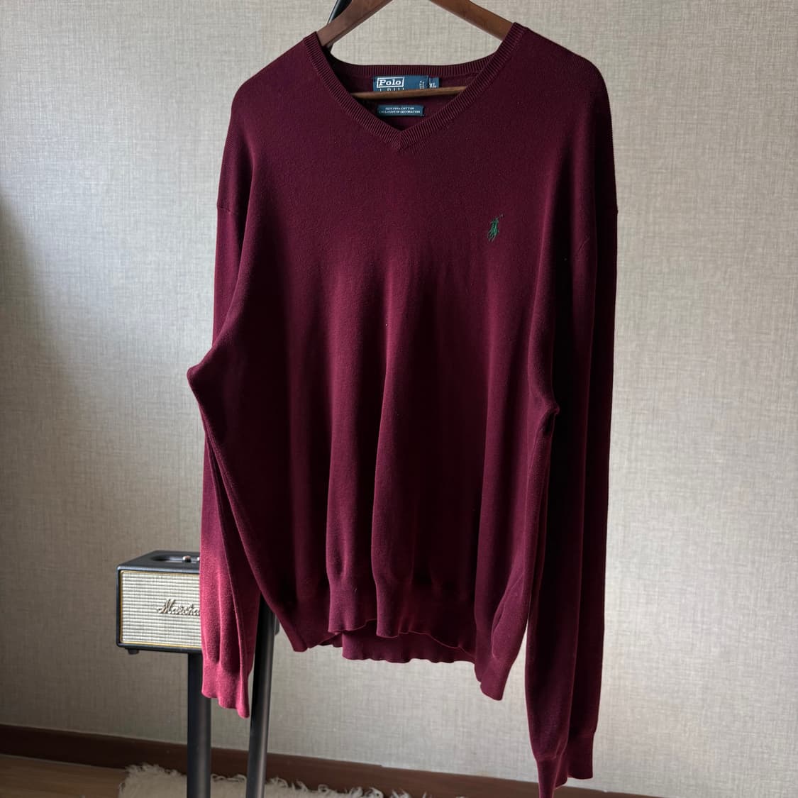 폴로 랄프로렌 버건디 브이넥 니트 XL 상품이미지5