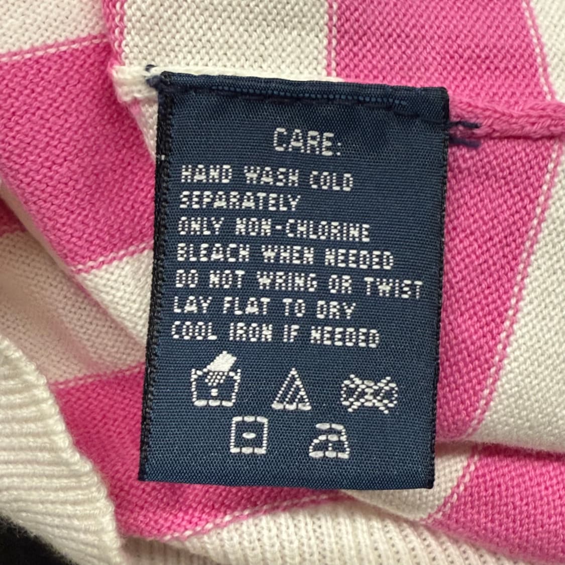 폴로 랄프로렌 핑크 화이트 스트라이프 단가라 브이넥 니트 상품이미지6