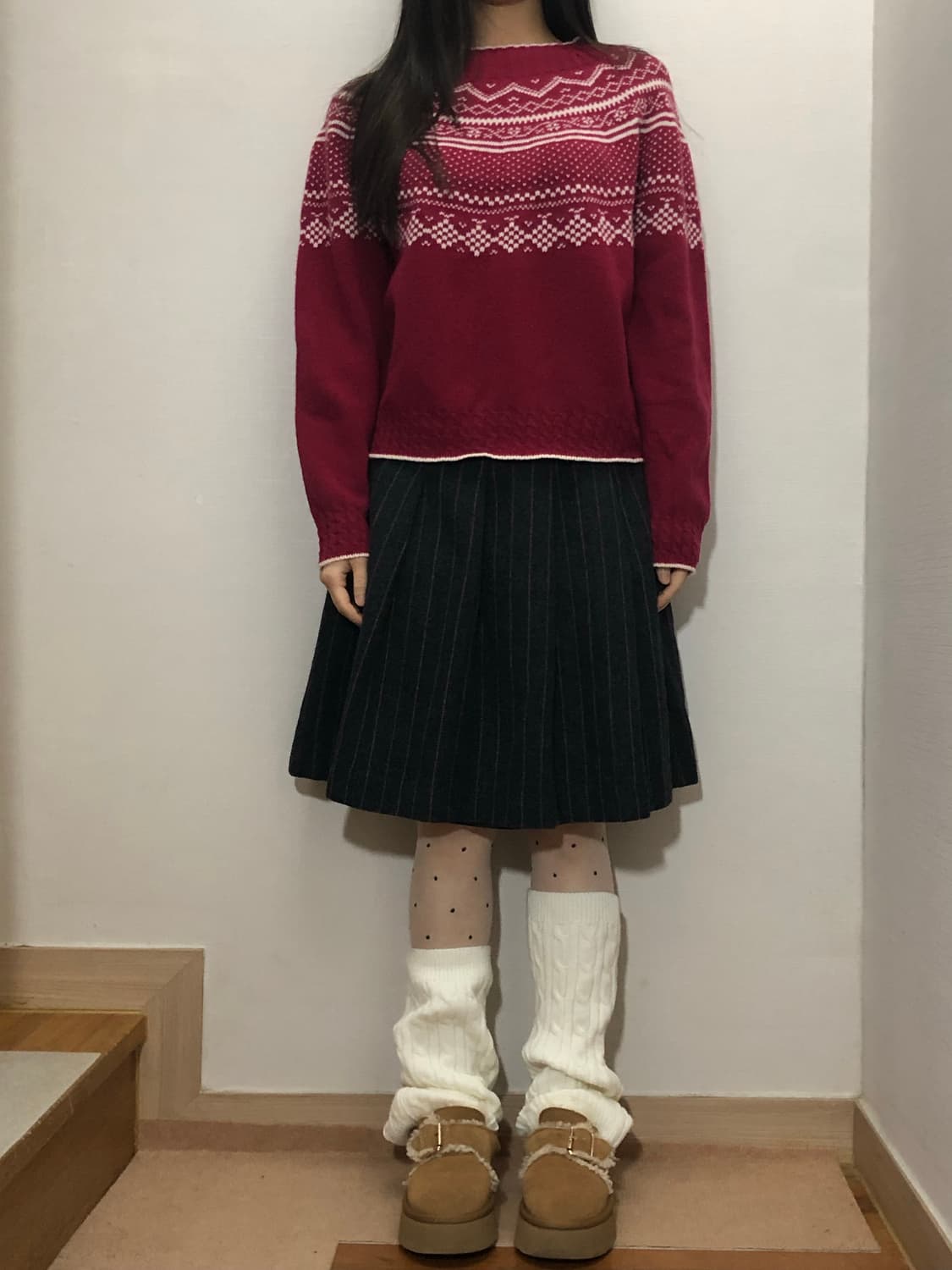 빈티지 레드 노르딕 니트 상품이미지3