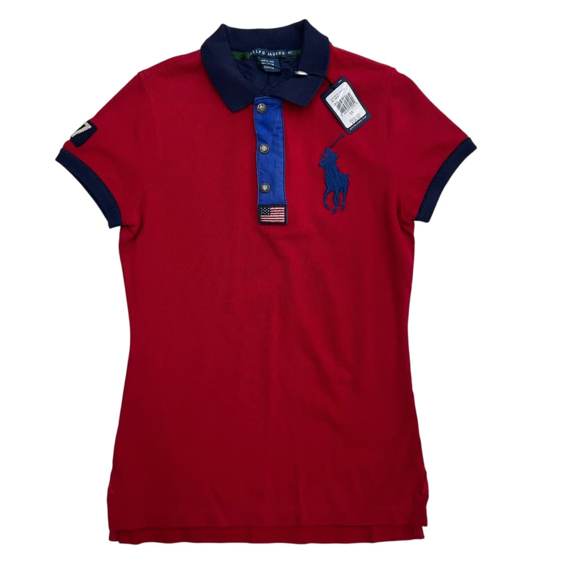 폴로 랄프로렌 딱붙핏 빅포니 지퍼버튼 레드 pk티 XS 상품이미지2