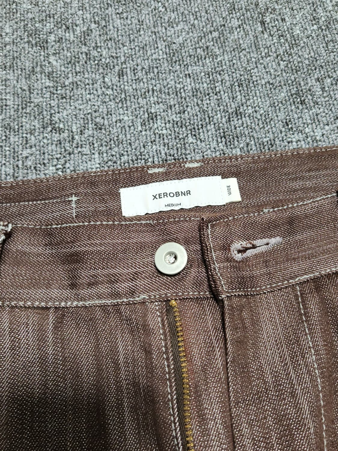 제로 데님 투턱 버티컬 팬츠 브라운 상품이미지2