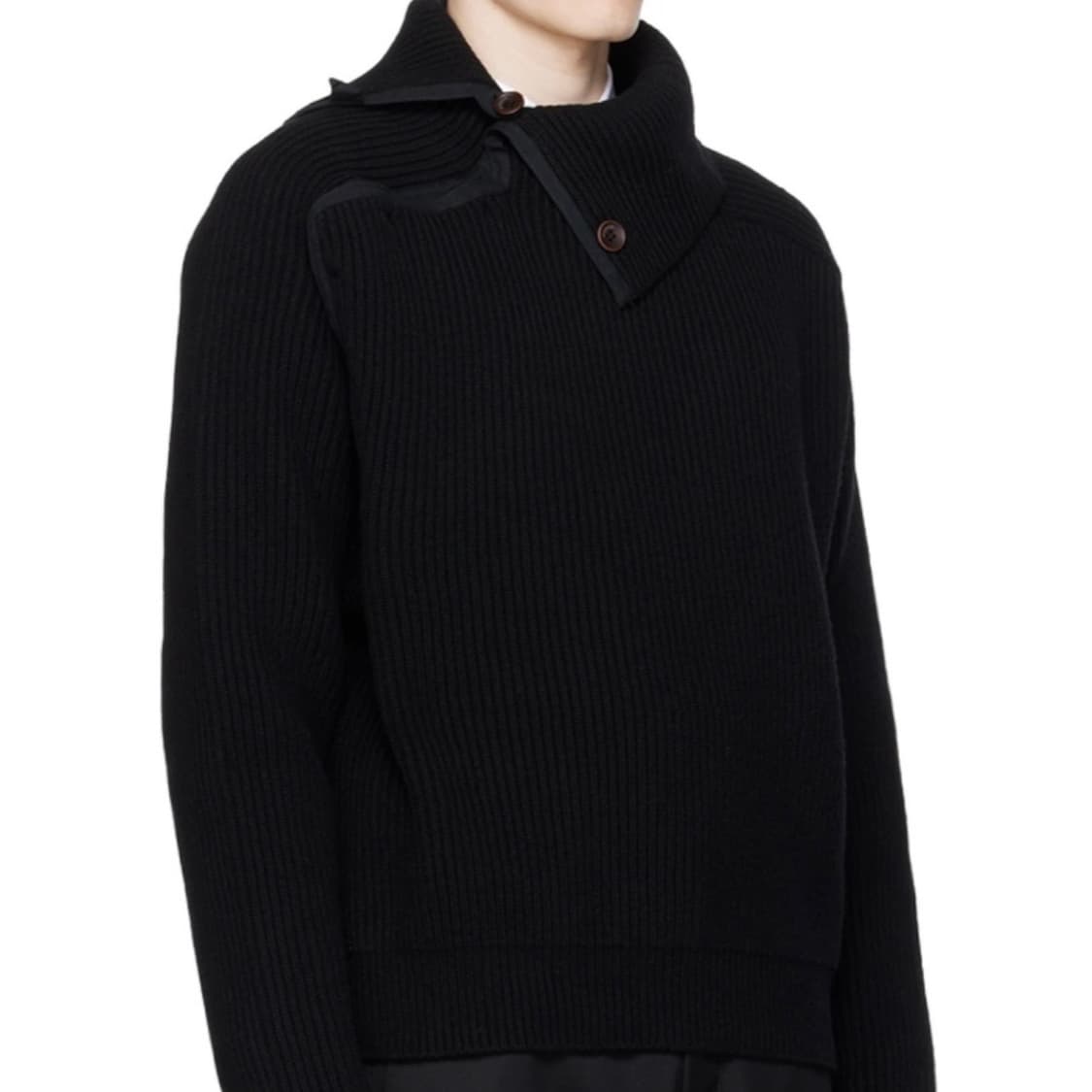 (SSF구매⭕️) 자크뮈스 버튼 하이넥 니트 XL 블랙 상품이미지3