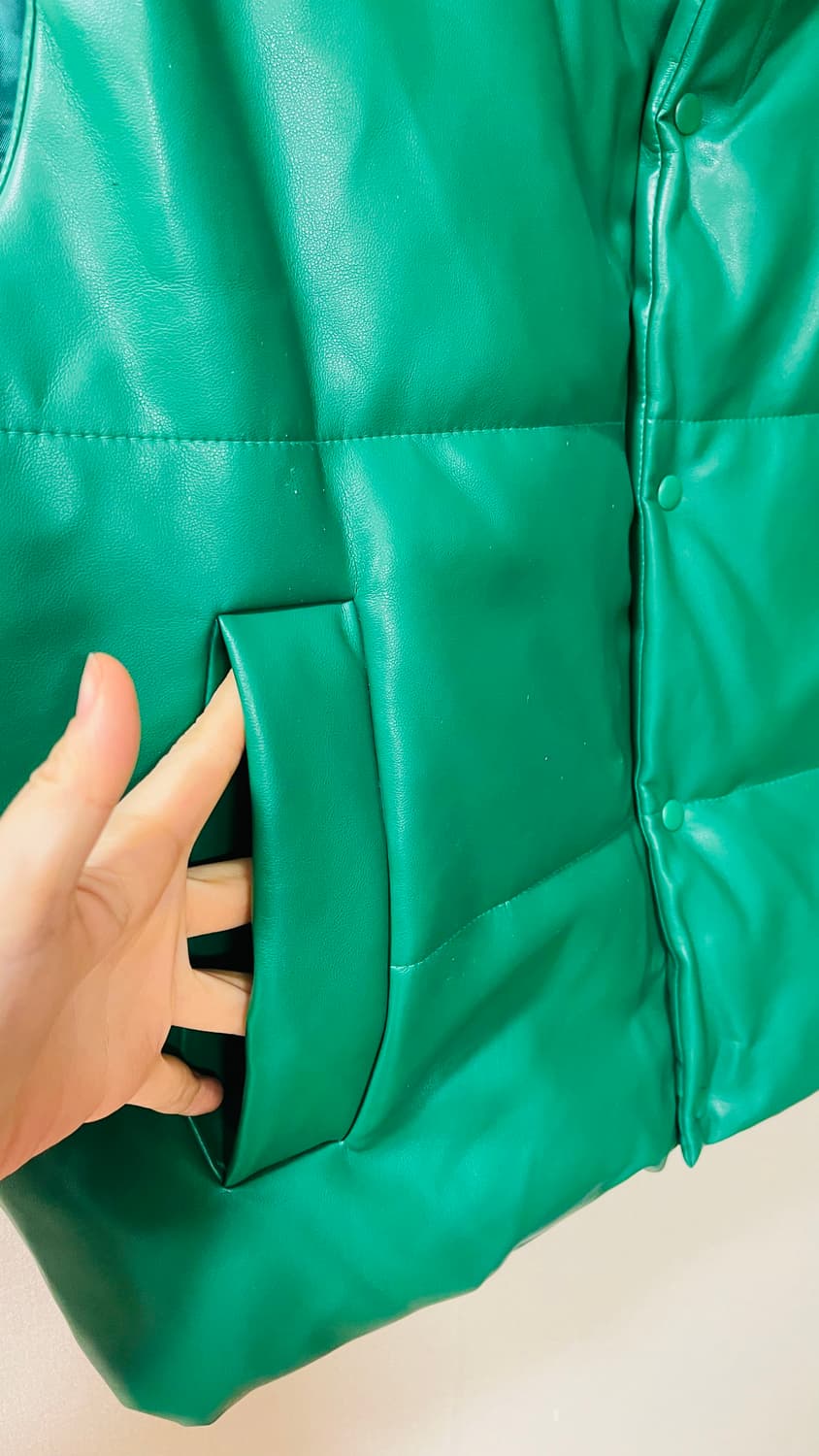 새상품)마르디메크르디 악티프 그린 레더 패딩 조끼 ree 정가 26만 상품이미지6