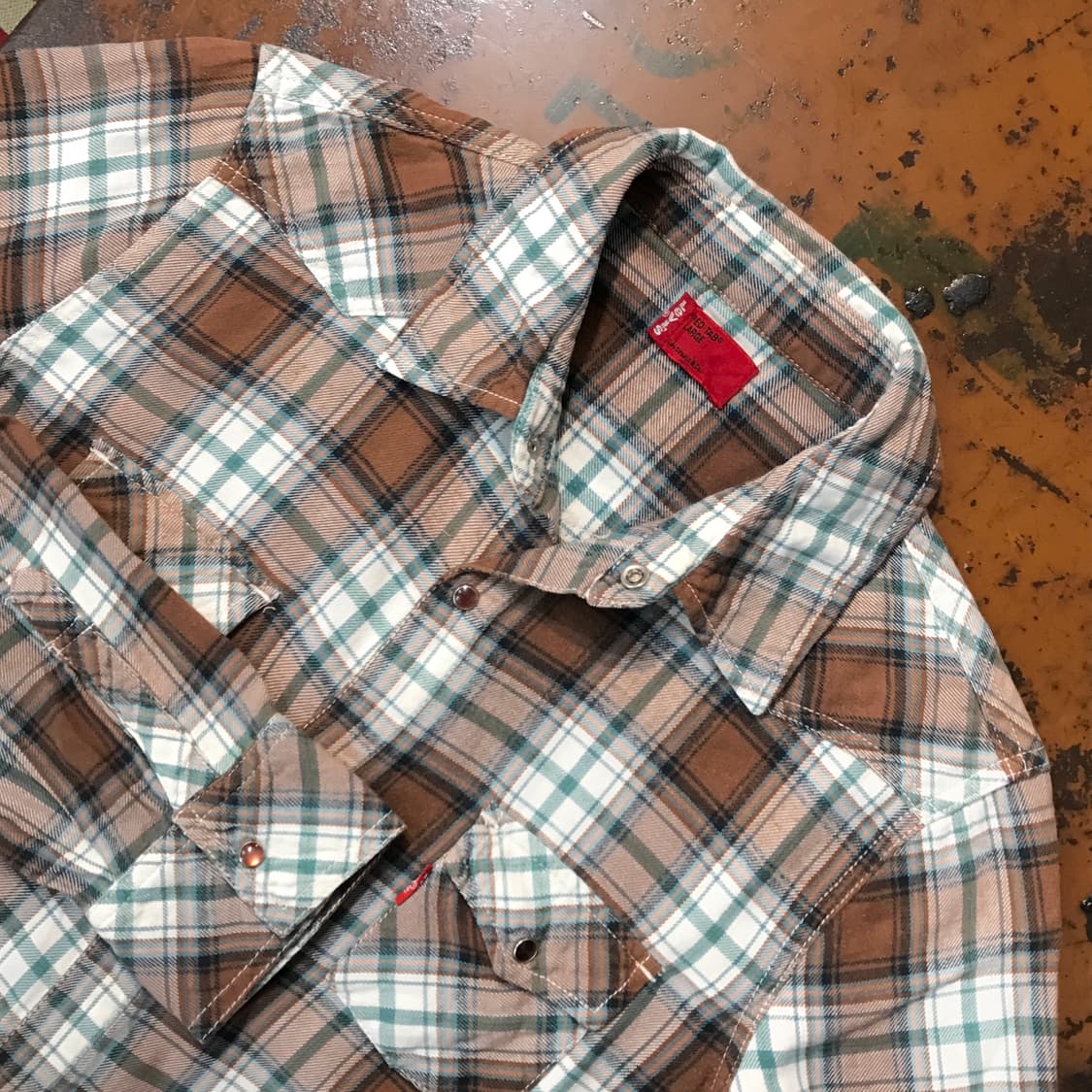 리바이스 투포켓 브라운 마드라스 체크 코튼 웨스턴 셔츠 여성 55 66 상품이미지3