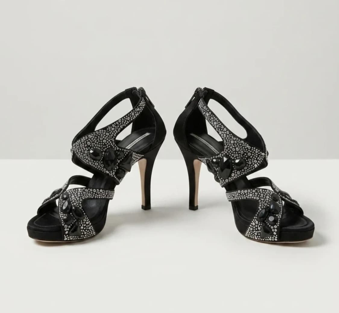 럭셔리 슈콤마보니  블랙 쥬얼 샌들힐 상품이미지3