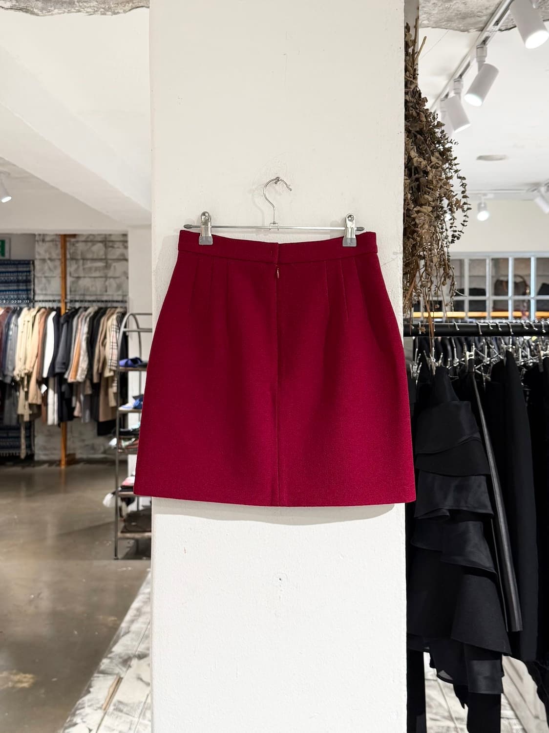 프라다 레드 라나버진울 미니 스커트 상품이미지4