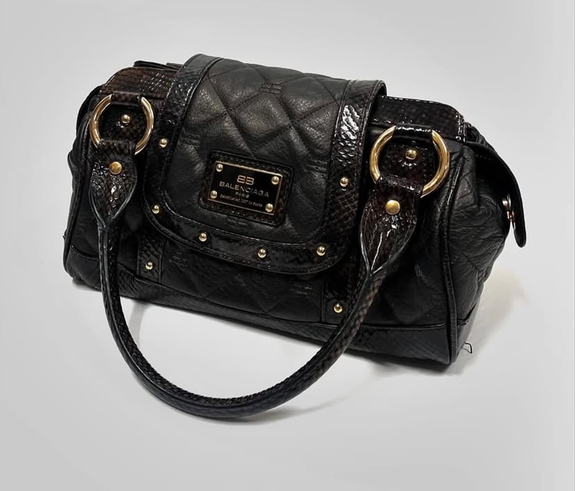 [정품] 발렌시아가 레더 파이톤 모터 토트백 금장  상품이미지1