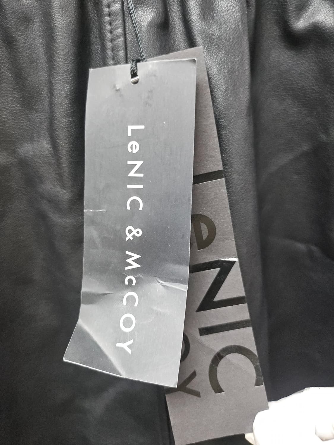 LeNIC  블랙 페이크 레더 밴딩 스커트 F 상품이미지4