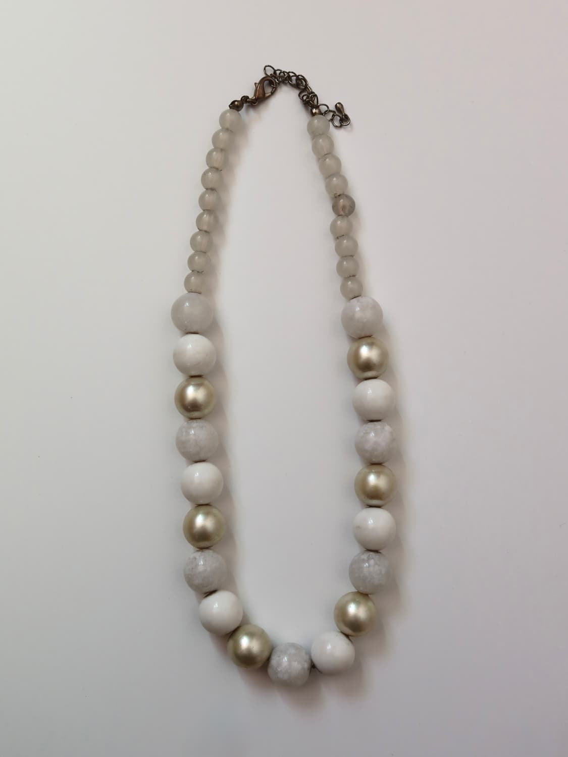 cream round bead necklace 상품이미지3