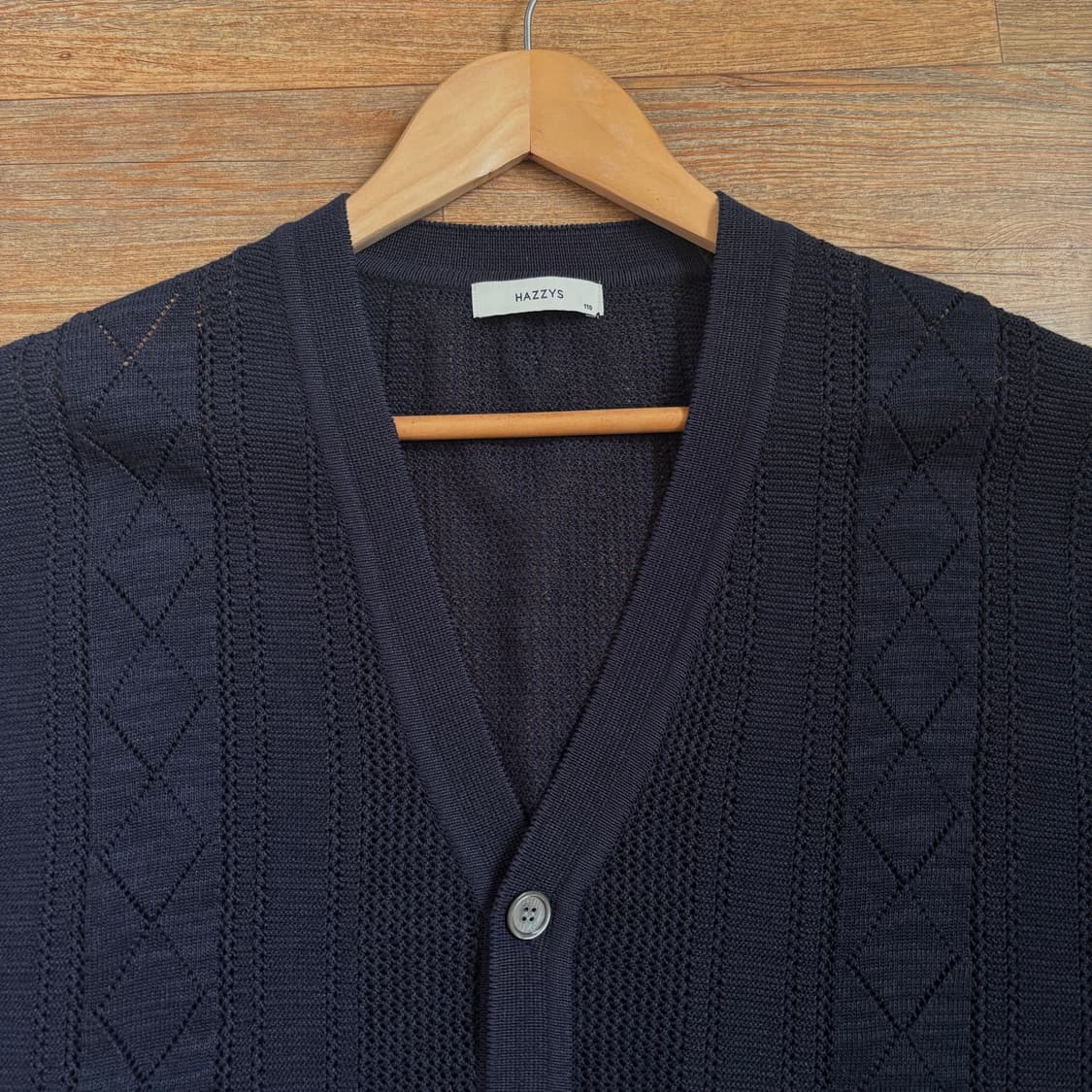 헤지스 빅사이즈 니크 가디건 110 120 다크네이비 그물 소재 상품이미지2