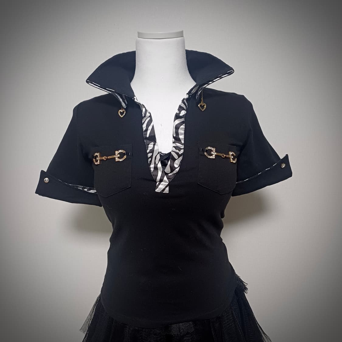 ma*rs 마즈 오네갸루 지브라 큐빅 탑 핀터레스트 상품이미지1