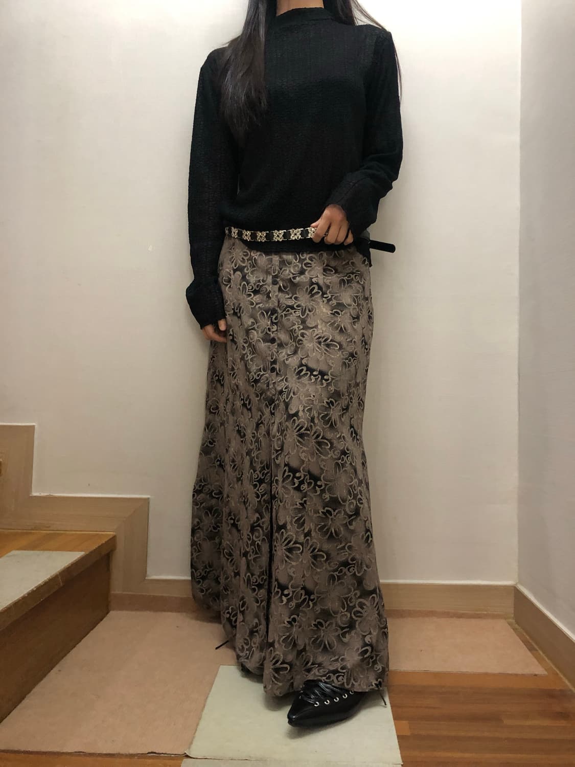 빈티지 브라운 오리엔탈 롱 스커트 상품이미지7