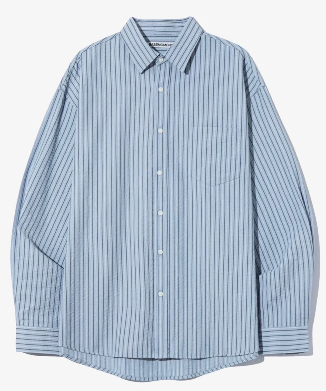 베이스모먼트 리조트 스트라이프 셔츠 스카이 블루(L) 상품이미지1