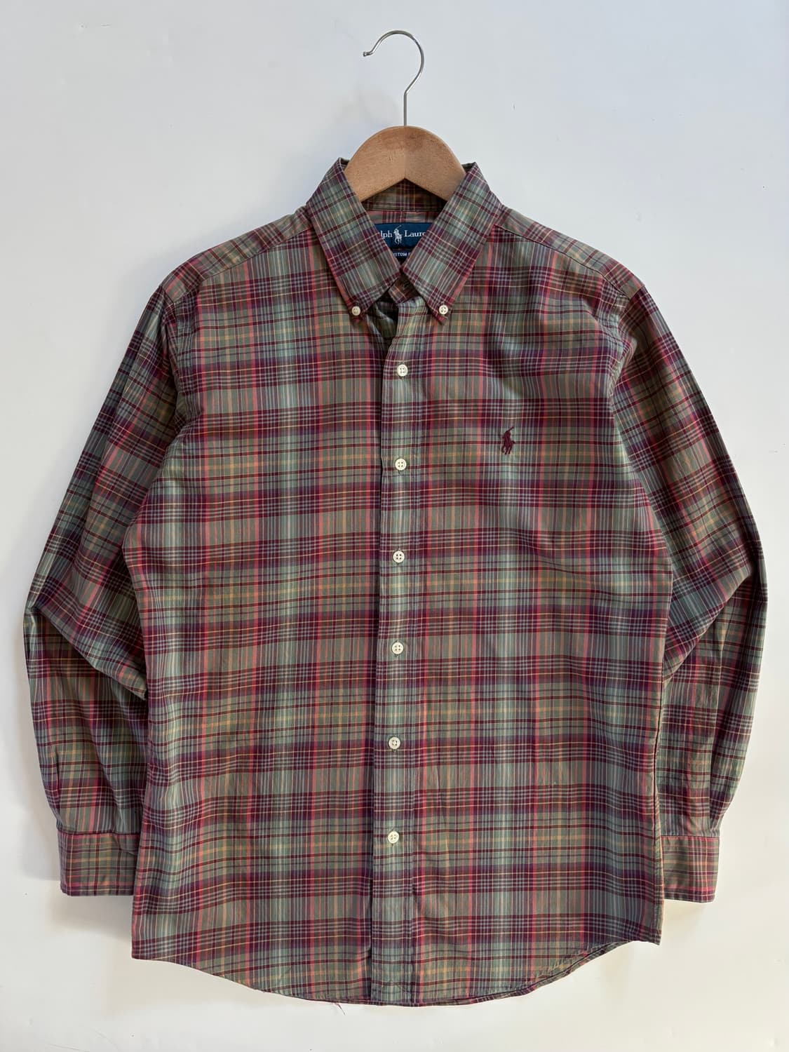 Polo 폴로 랄프로렌 버건디그린 체크 패턴 셔츠 상품이미지1