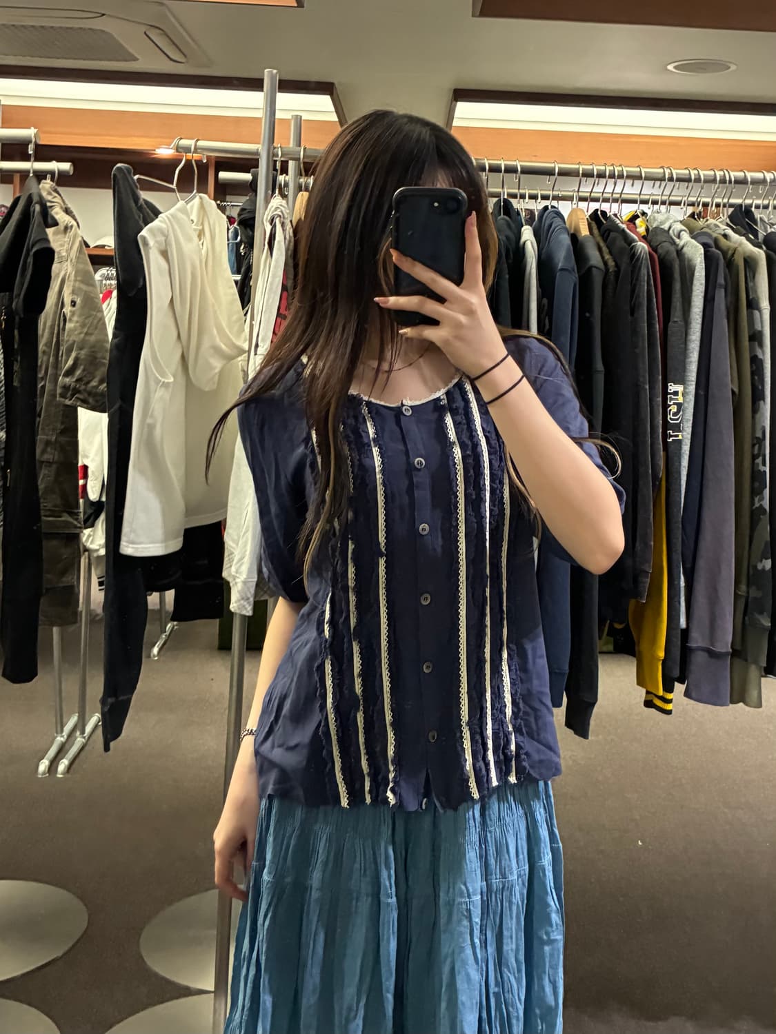 M)Japanese vintage 여성 프린지 디테일 7부 가디건 상품이미지1