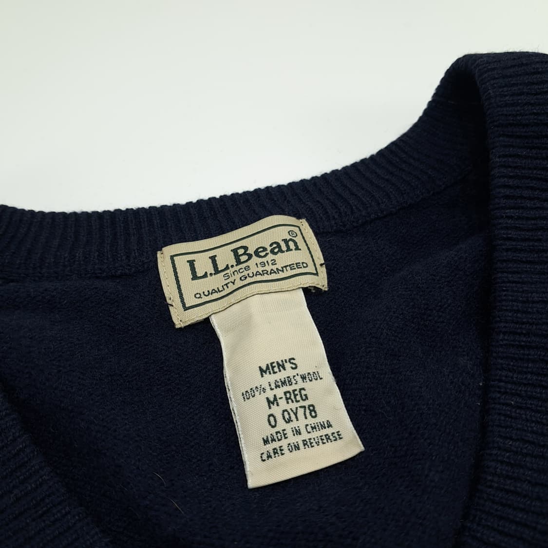 CN458 M 엘엘빈 다크네이비 V넥 램스울 긴팔 니트 스웨터 상품이미지4