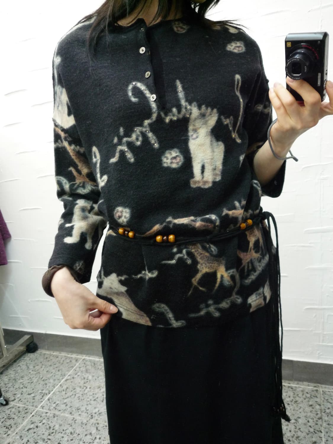 animal printing black knit 상품이미지2