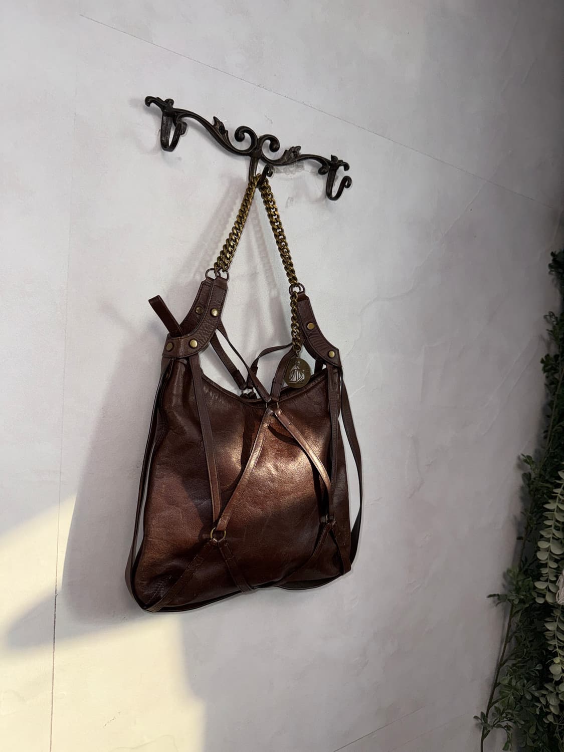 LANVIN brown leather harness chain 숄더백 상품이미지2