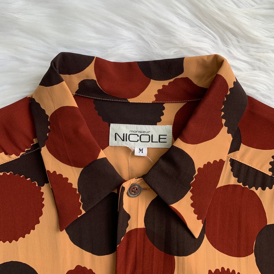 일본 monsieur NICOLE 믹스 도트 패턴 레이온 셔츠 1591 상품이미지4