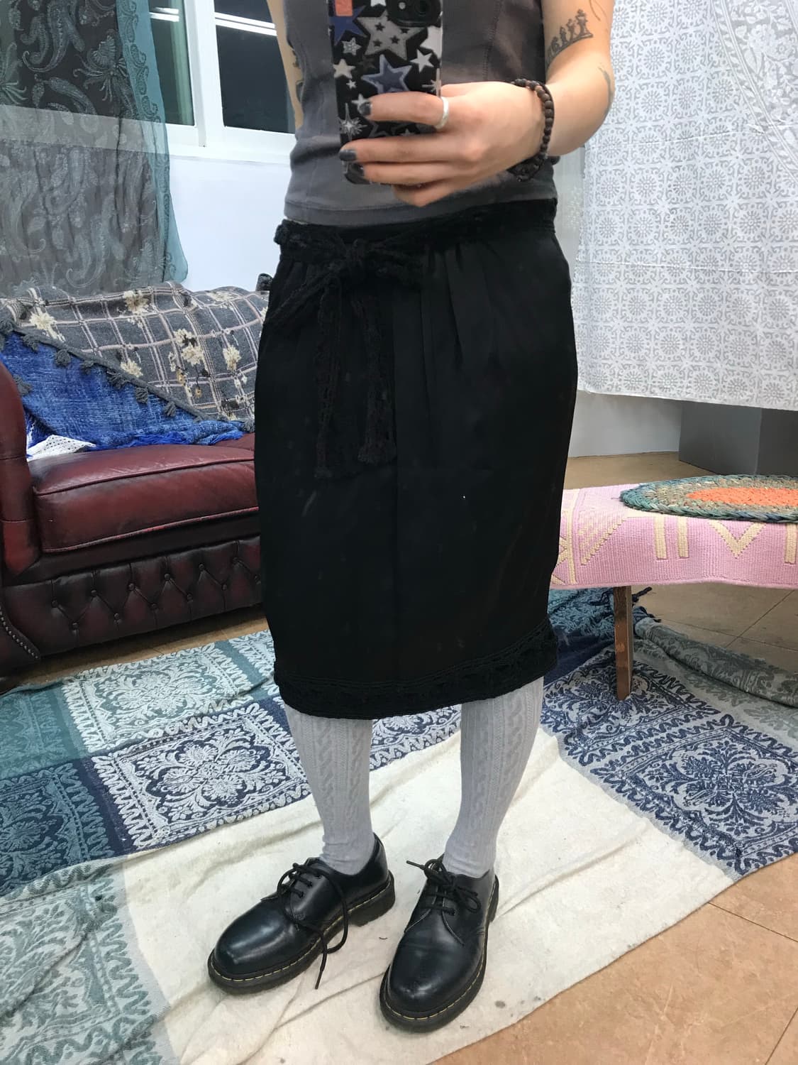 아르마니 익스체인지 여성 쉬폰 디테일 미디스커트  상품이미지1