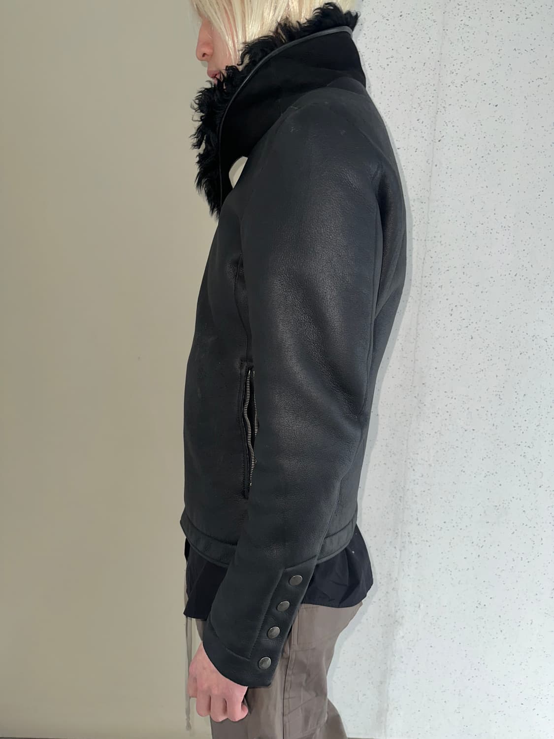 릭 오웬스 시어링 레더 자켓 상품이미지4