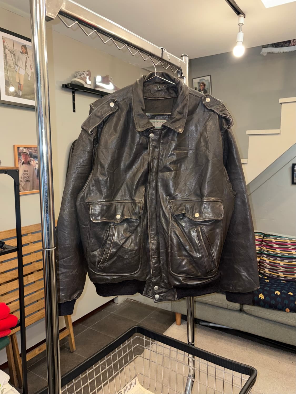 80’s American genuine leather A-2 bomber 상품이미지4