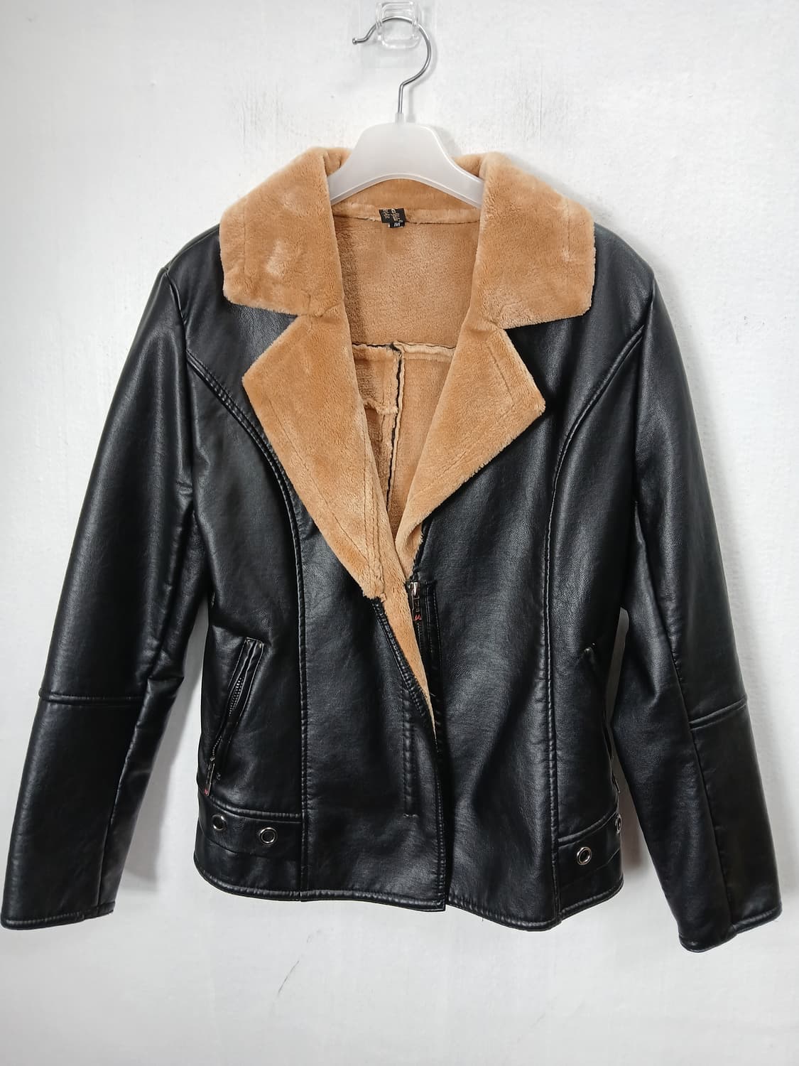 블랙 에코가죽 무스탕 자켓 55 S 새제품 상품이미지1